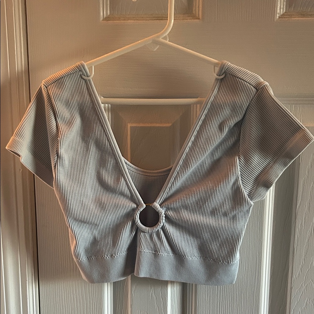 Aerie Light blue Ribbed Crop Top